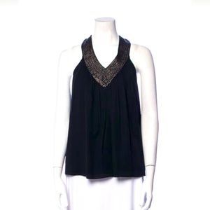 Alice + Olivia sleeveless silk top with metal beaded accents - xs